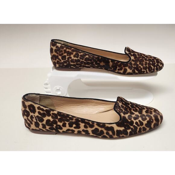 J.Crew Collection Women Leopard Calf Hair Smoking Slip-On Flat Loafer Shoes 6.5 - Picture 1 of 9